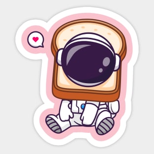 Cute Astronaut With Bread Cartoon Sticker